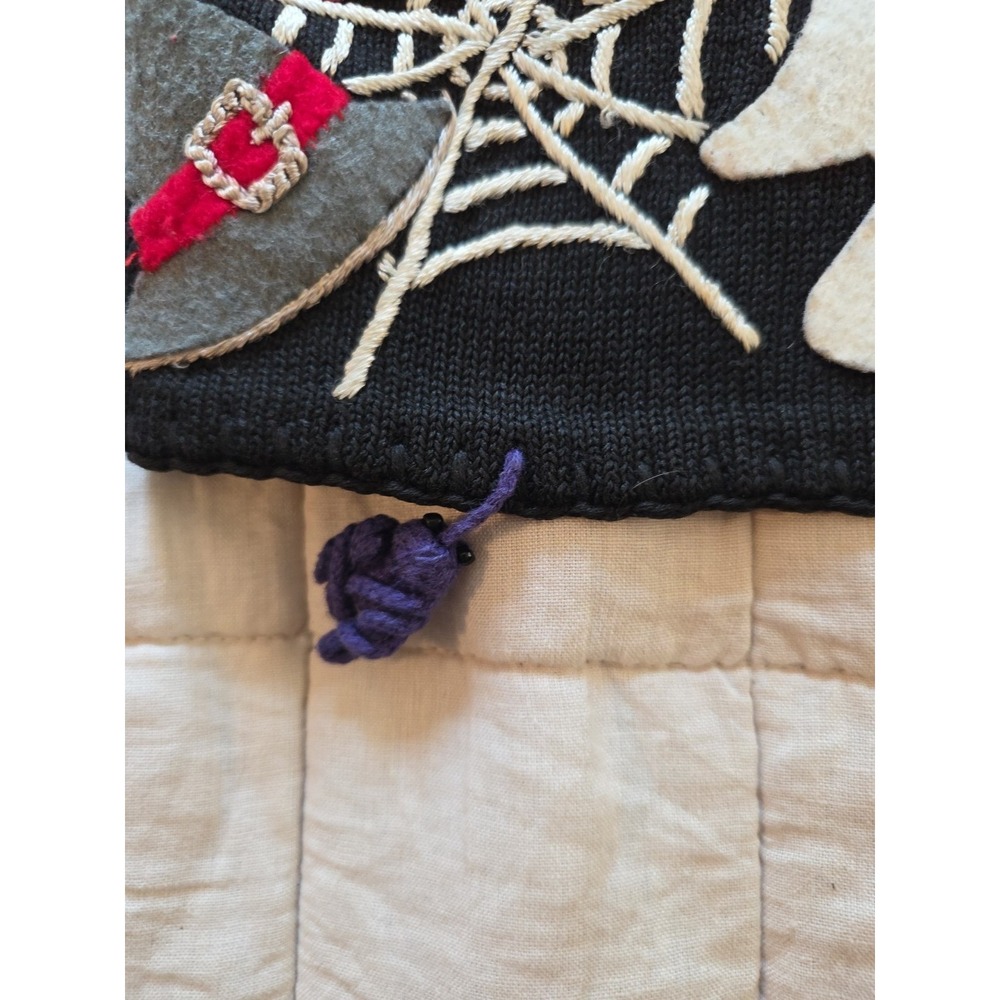 GORGEOUS 90s Vintage Michael Simon Halloween Vest Embroidered Spooky Knit Medium - Picture 8 of 9